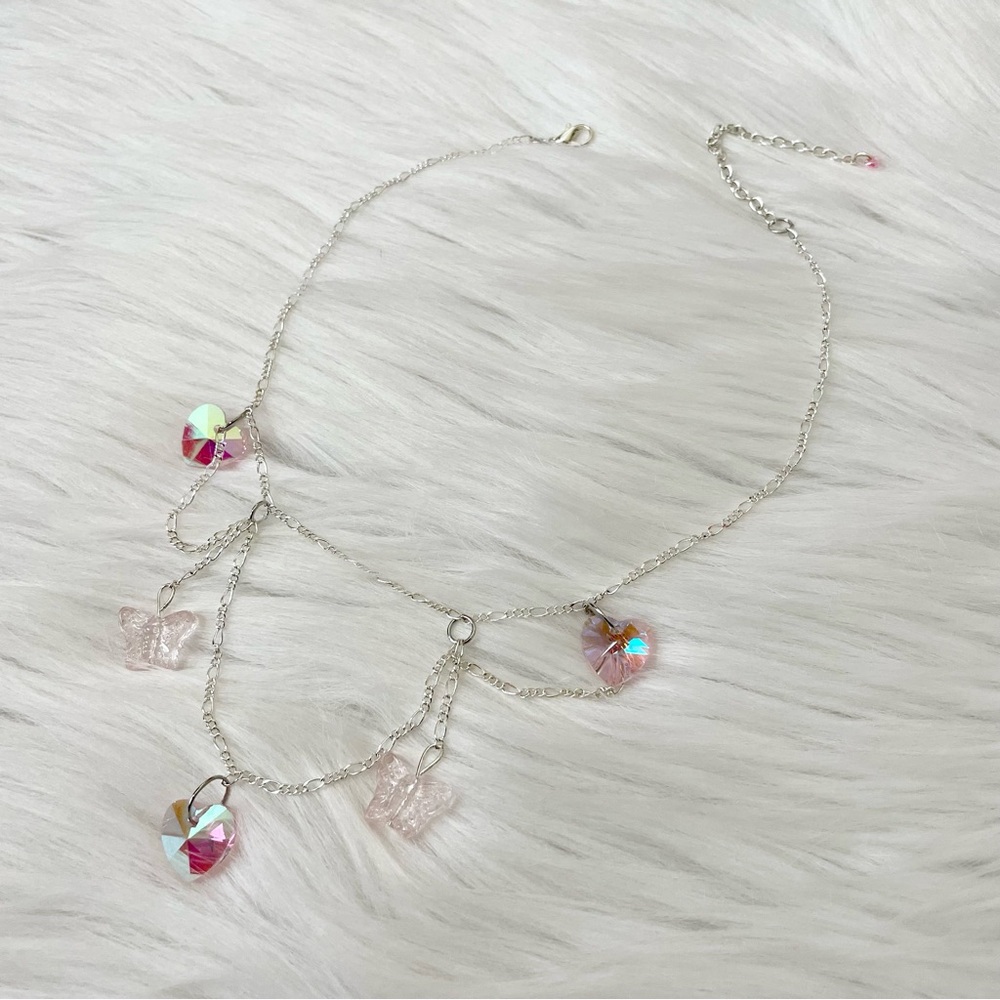 Y2k pink heart necklace